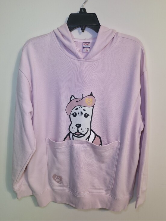 BOBS from Skechers Tops - Bobs From Sketchers Womens Light Pink Dog With Baret Graphic Hoodie Size Large
